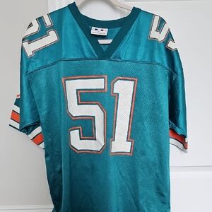Miami Dolphins #51 Bryan Cox Logo Athletic Teal Sports Jersey Size Large Vintage